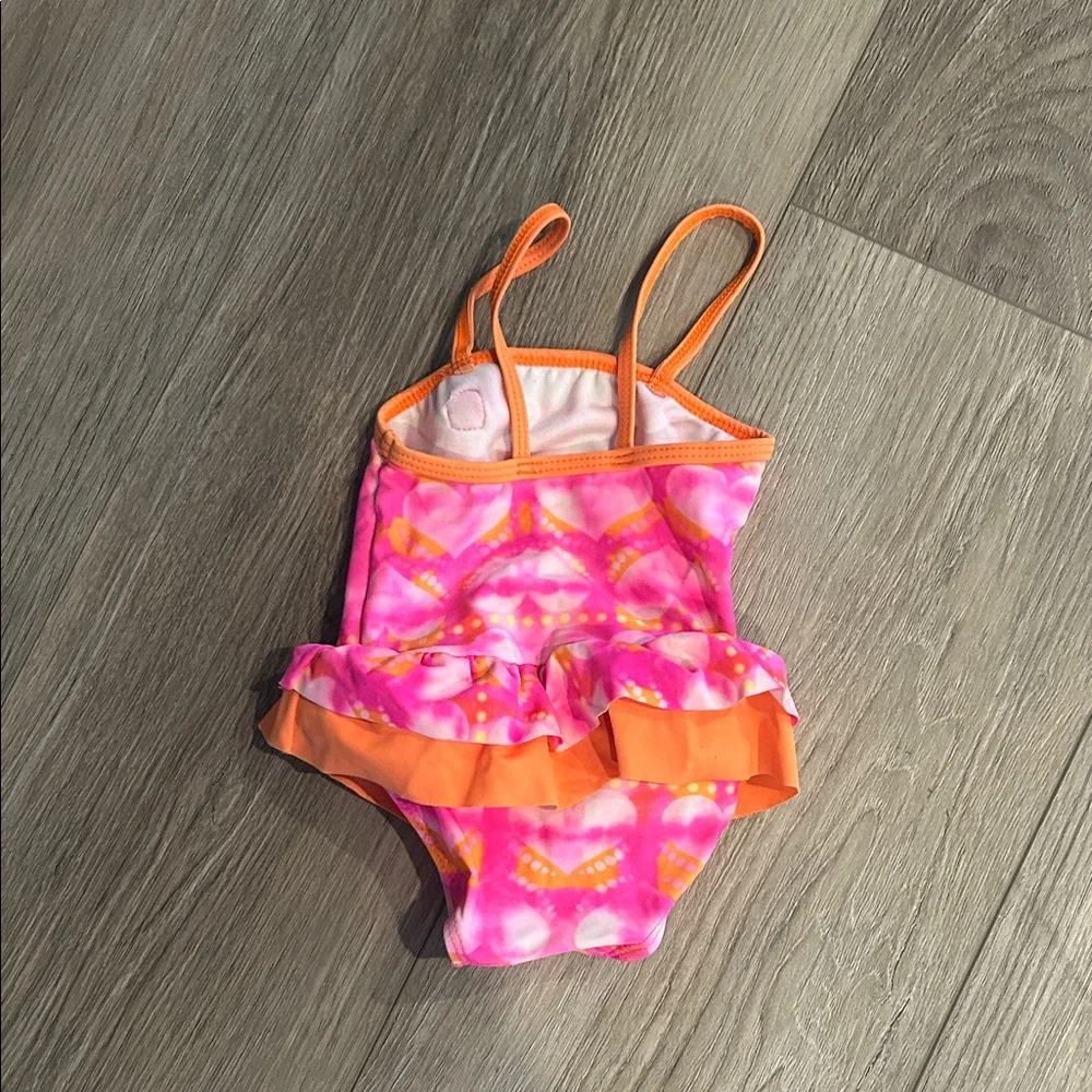 Mini Tangerine‎ Pink and Orange Baby Swim One Piece Size 12 months